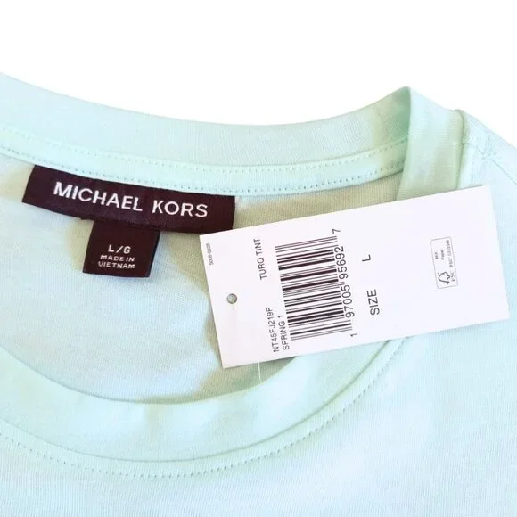 Michael Kors Men's Crewneck T-Shirt Turquoise Tint Size L NWT - Picture 7 of 9